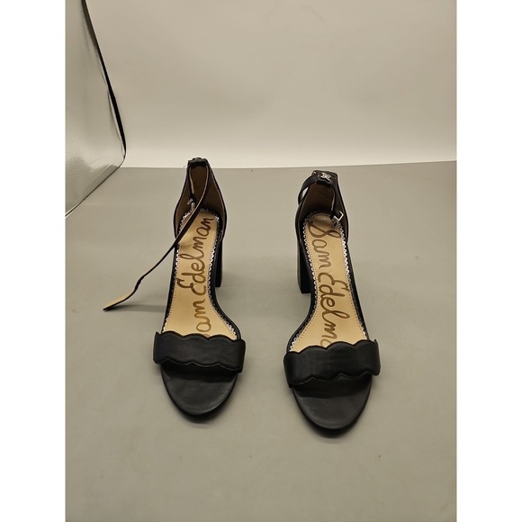 Sam Edelman Shoes - Sam Edelman Odila Block Heel Scalloped Sandals Black Suede US 6.5M